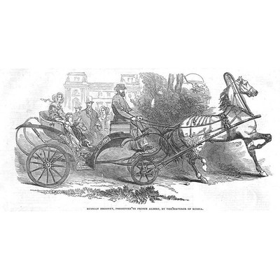 Russischer Droschki Prinz Albert vom Zaren überreicht - antiker Druck 1845