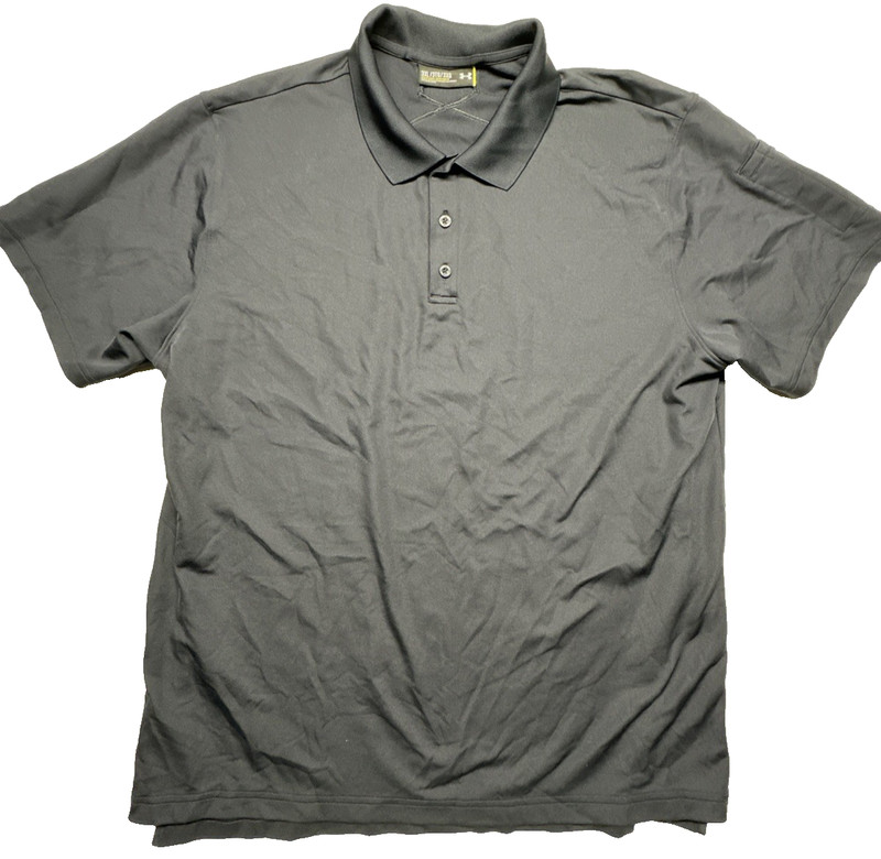 Under Armour Men's Polo Shirt Dark Gray Solid 3XL Loose Fit Short Sleeve