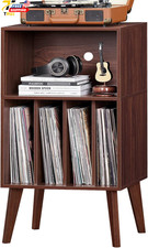 Record Player Stand Walnut Turntable Stand Holds up to 160 Albums Mid-Century