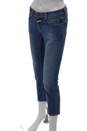 Pantalones de mezclilla cerrados para mujer de algodón con cremallera botón pierna recta azul talla EUR 25 - Imagen 2 de 7