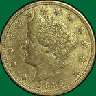 1883 Racketeer Gold Plated Liberty Head V Nickel Extremely Fine XF Coin #41350