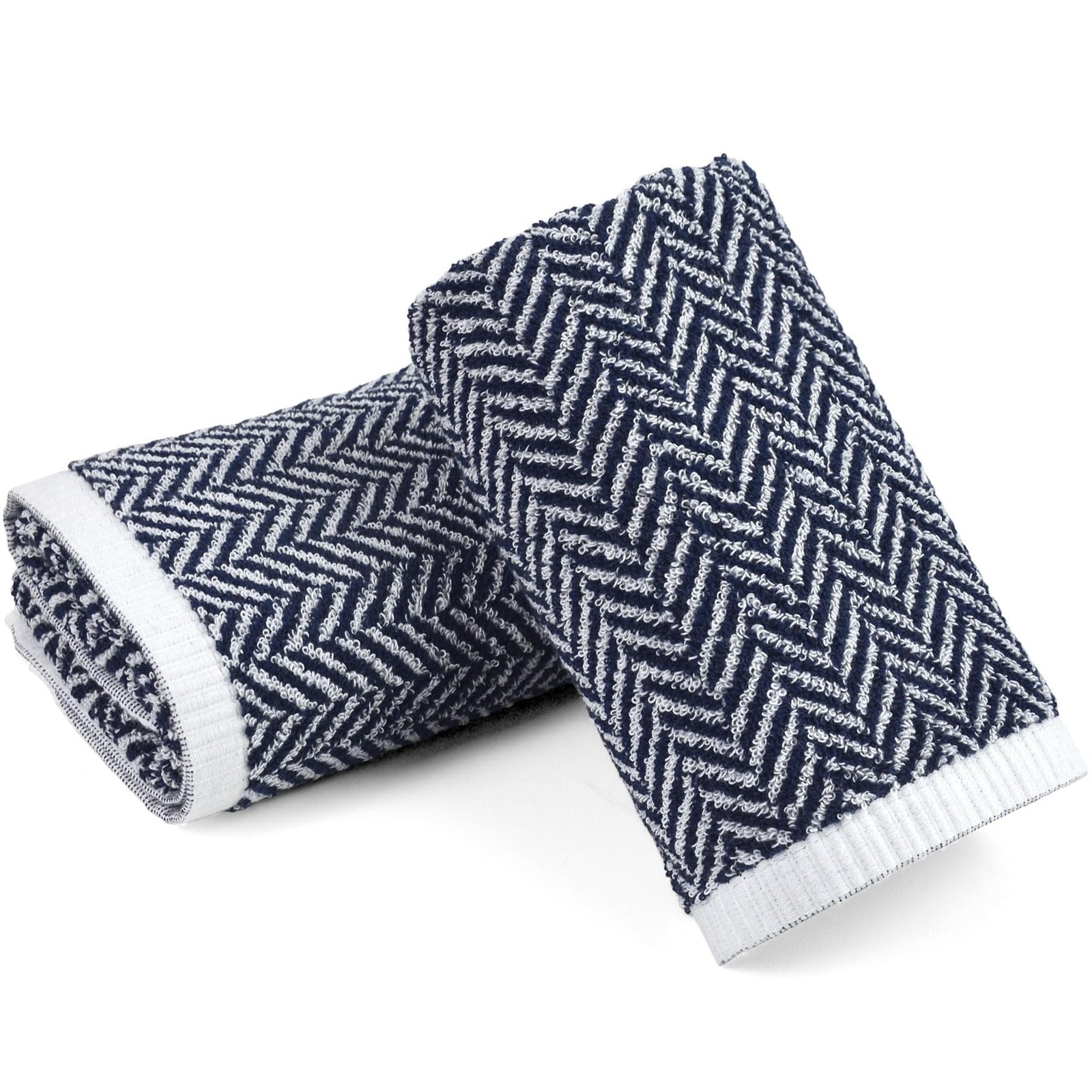 S For Bathroom With Decorative Herringbone Stripes, 100% Cotton, 13...