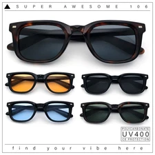 Gentlemans Hipster Bevel Horn Rim Plastic Fashion Hustler Sunglasses