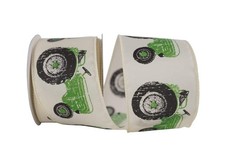 Tractor Wired Edge Rd Ribbon 2-1/2 Inch x 10 Yards Green Wrapping Craft