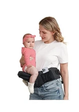 BABYMUST Hip Seat Baby Carrier Adjustable Waistband + Pockets - BLACK -