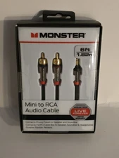 Monster 6-FT 1.82M MINI TO RCA AUDIO CABLE 3.5mm Phone Tablet Speaker TV PC HQ