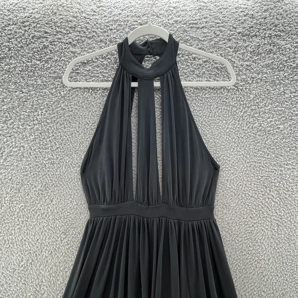 Maxi Vestido Free People FP Playa XS Halter Cuello Cerradura Recorte Aberturas Laterales Fluido Foto 3 de 4