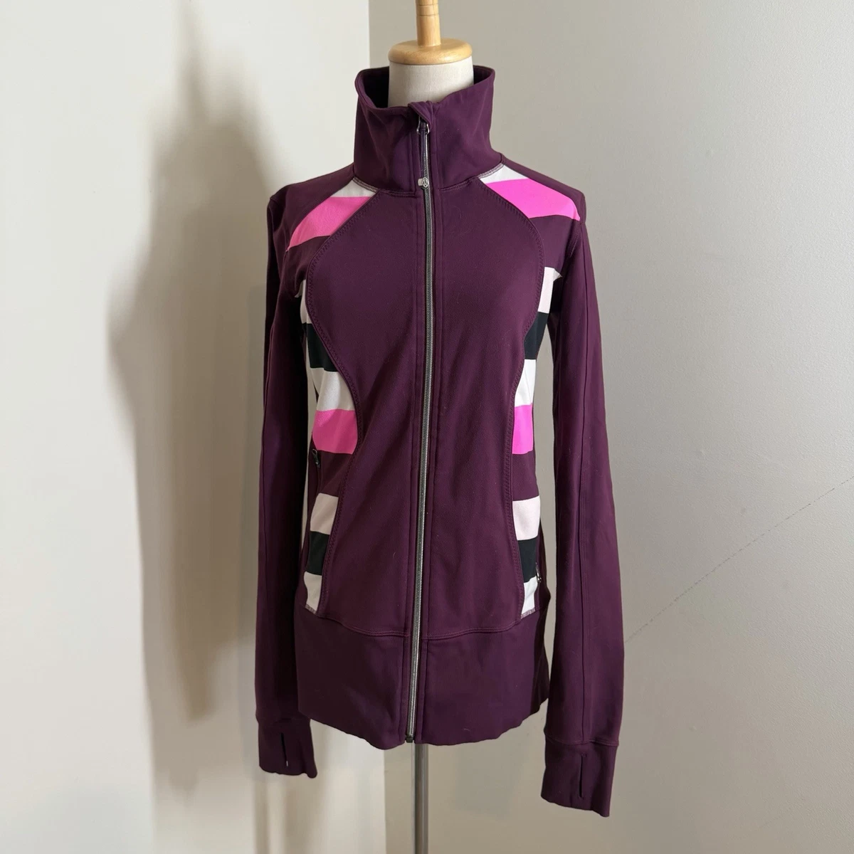 Lululemon 紫色条纹运动服外套女| eBay