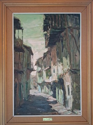 Ölgemälde (José Luff) ''Calle de la Alberca'' 1975