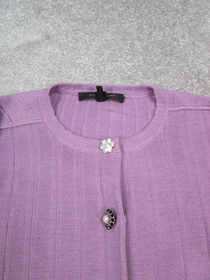 Cárdigan Marc Jacobs Suéter Mujer Pequeño Púrpura Lana Seda Tejido * Foto 2 de 4
