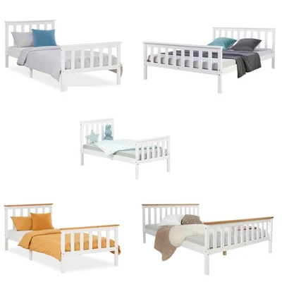Bett 90 140 x200 Bettgestell Holz Einzelbett Doppelbett Lattenrost Homestyle4u - Bild 1 von 4