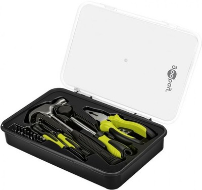 Goobay Tools Werkzeug-Set Starter, Hammer, Schraubendreher, Zange, Bits, 26-tlg.