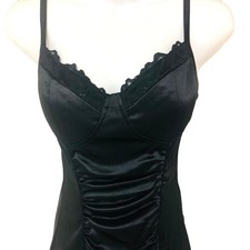 Windsor Womens BodyCon Slip Dress XS S Black Goth Witchy Whimsigoth Dark Fairy