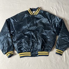 Vintage King Louie Pro Fit Jacket L Satin Snap Navy Gold Blank Jacket USA Made