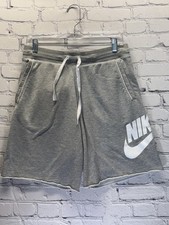 Nike mens sweat shorts size S grey cotton blend stretch drawstring