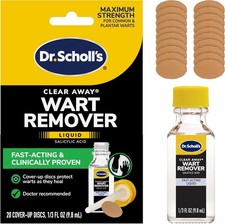 Dr. Scholl's Clear Away Plantar Wart Remover for Feet 9.8ml 20 Extra Thick Pads