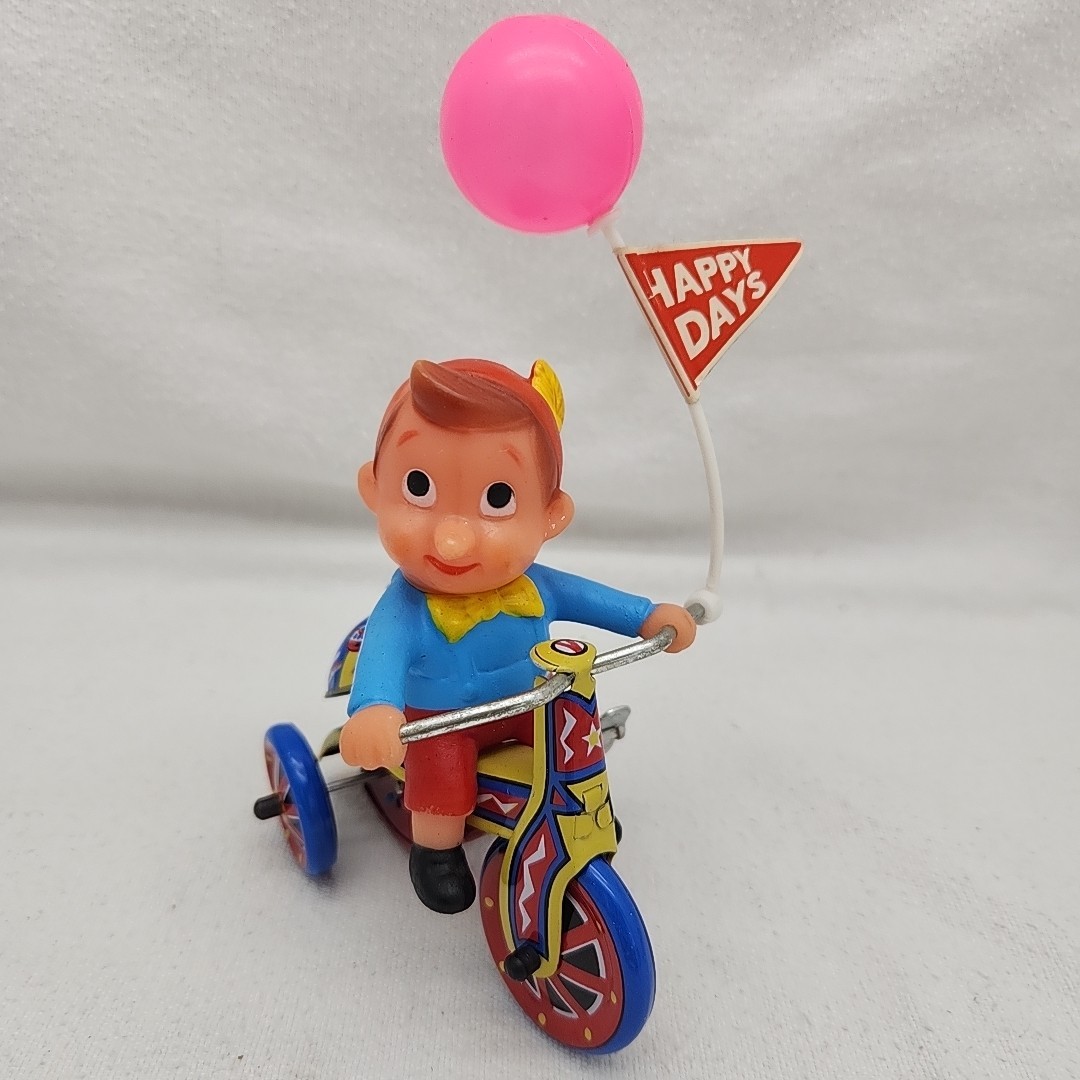 Wind Up Toy Boy On Bike With Balloon Happy Days Mechanical T
