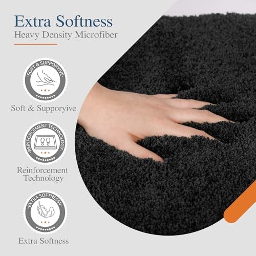 Large Bathroom Rug (24 x 36) Extra Soft and Absorbent Shaggy 24" x 36" Black - Picture 5 of 6