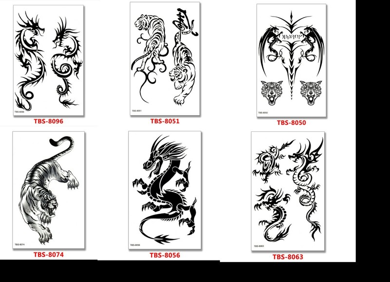 6 X Dragon Temporary Tattoos Body Arm Tattoo Sticker Half Sleeve Fake Waterproof