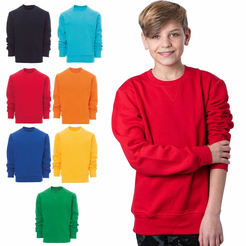Kinder Jungen Mädchen Sweatshirt Rundhals Pullover Langarmshirt Pulli Baumwolle - Bild 1 von 2