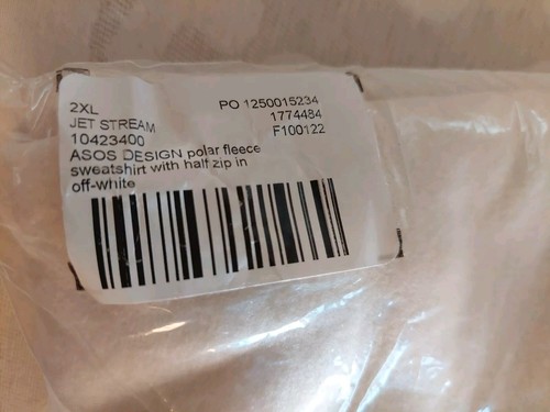 NEW! ASOS DESIGN Jetstream Polar Fleece Sweatshirt With Half Zip Off White 2X - Picture 9 of 12