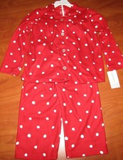 NEW CARTERS GIRLS RED WITH WHITE POLKA DOTS 2 PIECE OUTFIT SZ 4