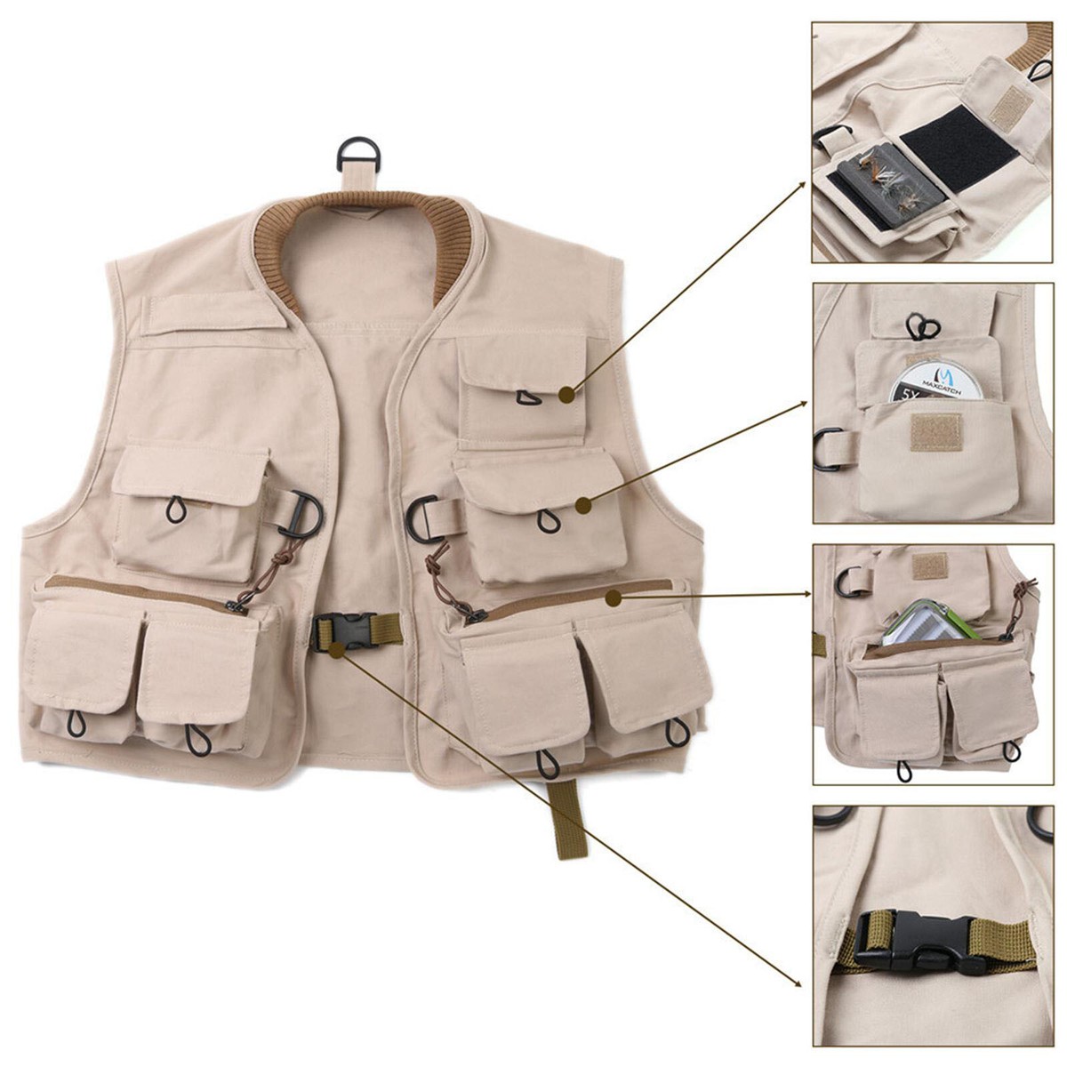 Maxcatch Veste pour Pêche à la Mouche avec Accessoires