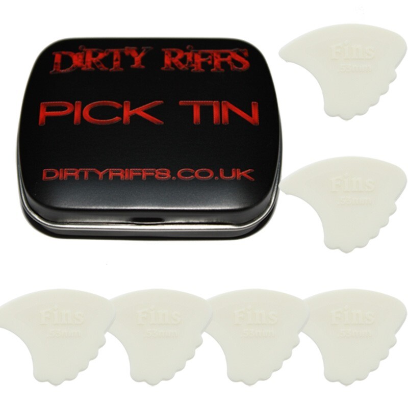 6 x Dunlop Nylon Fins Guitar Picks / Plectrums - 0.53mm In A Handy Pick Tin