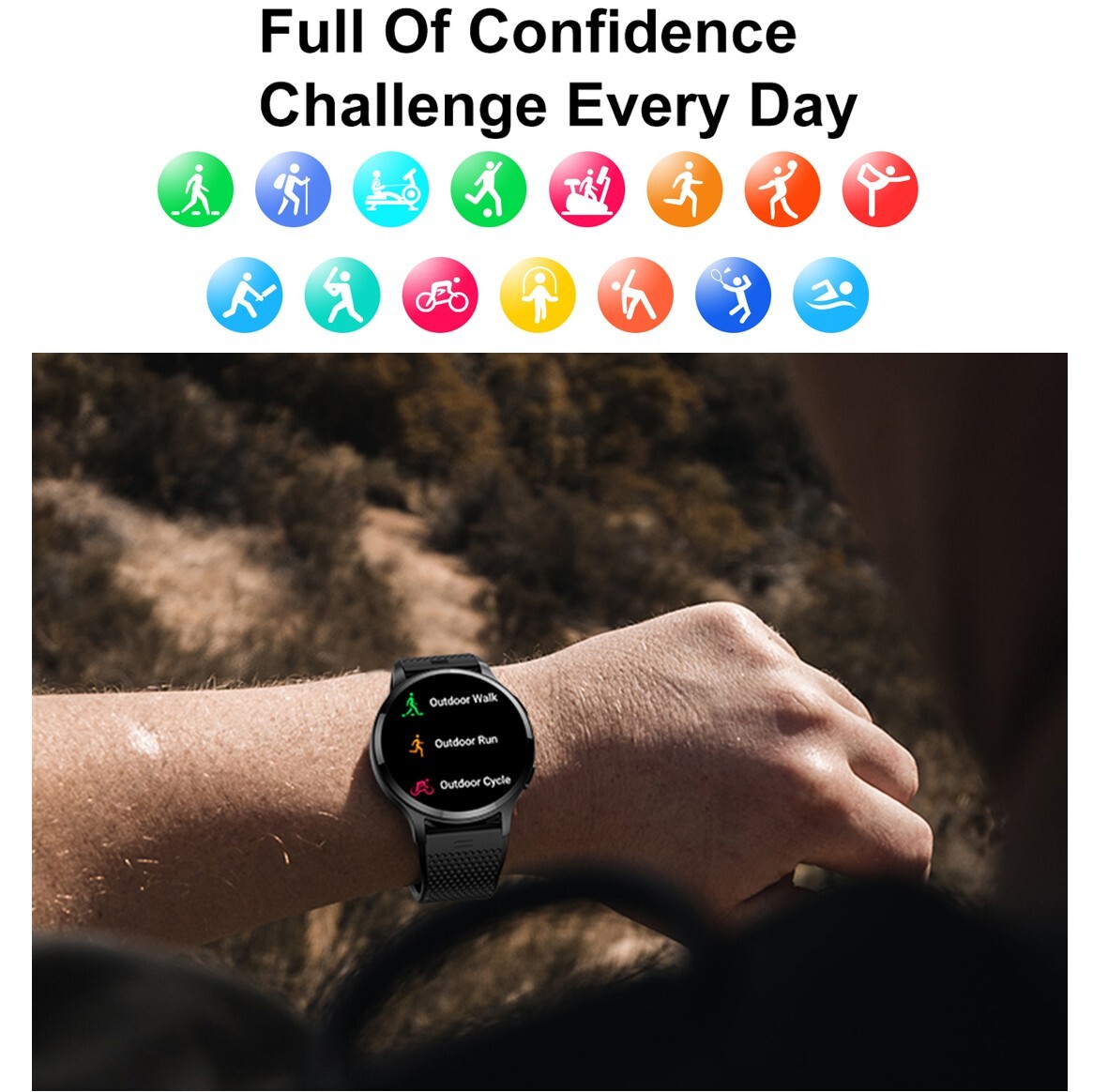 Women Smart Watch Round Face Rose Gold Bluetooth Calls Heart Rate