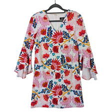 Tahari Arthur S Levine Women size 4 Floral Lined Bell Sleeve Dress Feminine