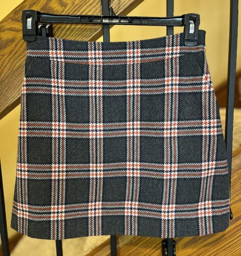 Boden Plaid Mini Skirt/pockets/Gray-white-red/sz. 