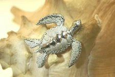 36MM HEAVY 925 STER SILVER TEXTURED HAWAIIAN HONU SEA TURTLE SLIDE PENDANT #M-H