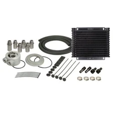Derale 15405 13-Row 9000 Plate & Fin Engine Oil Cooler Kit with Sandwich Adapter