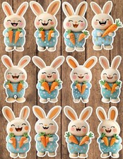 Bunny With Carrots Die Cut Vinyl Stickers Set Scrapbooking Laptop Waterbottle