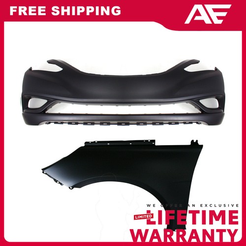 Front Bumper Cover Kit Includes LH Side Fender For 2011-13 Hyundai Sonata CAPA