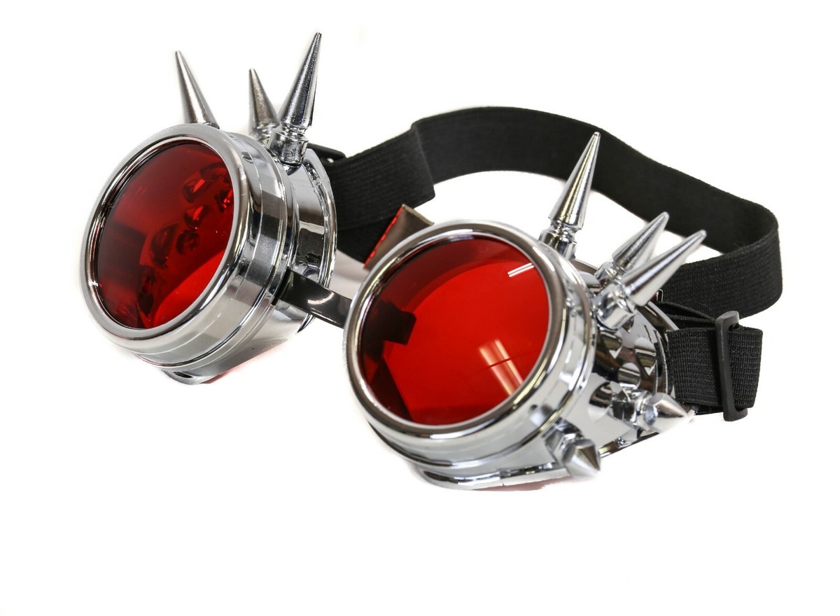 Ultra Nero Con Lenti Gialle Spike Steampunk Goggles Mens Womens Cyber - Foto 6