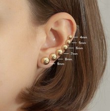 Ball Stud Earrings Pair 14k Gold Plated All size available.