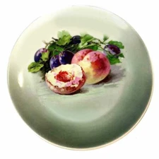 Vintage Z S & Co Bavaria Salad Lunch Plate, Grapes & Peaches, 7-3/4" Wide, Mint