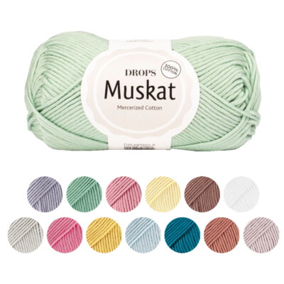 DROPS Muskat Wolle Garn DK doppelt stricken häkeln Baumwolle 100m 50g alle Farbtöne