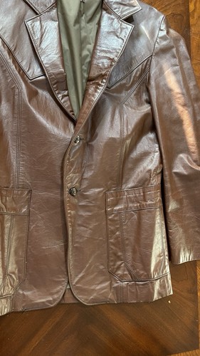 Vintage Lariat Leathers Mens brown Genuine Leather blazer Coat size 40 - Picture 3 of 17