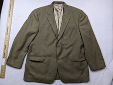 Stafford Mens 46R Beige Houndstooth Poly Wool Blend 2 Button Blazer Jacket
