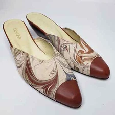 Be & Dee Retro Swirl Pattern Pointy Mule Heels 8.5