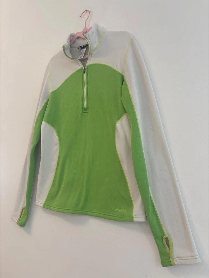 Patagonia Capilene 4 Expedition Cuarto Cremallera Térmica Verde Blanco Para Mujer Talla Med Foto 3 de 4