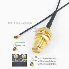 MHF 4 MHF4 IPX4 WFL W.FL female to SMA female 0.81mm Pigtail cable Router WiFi "