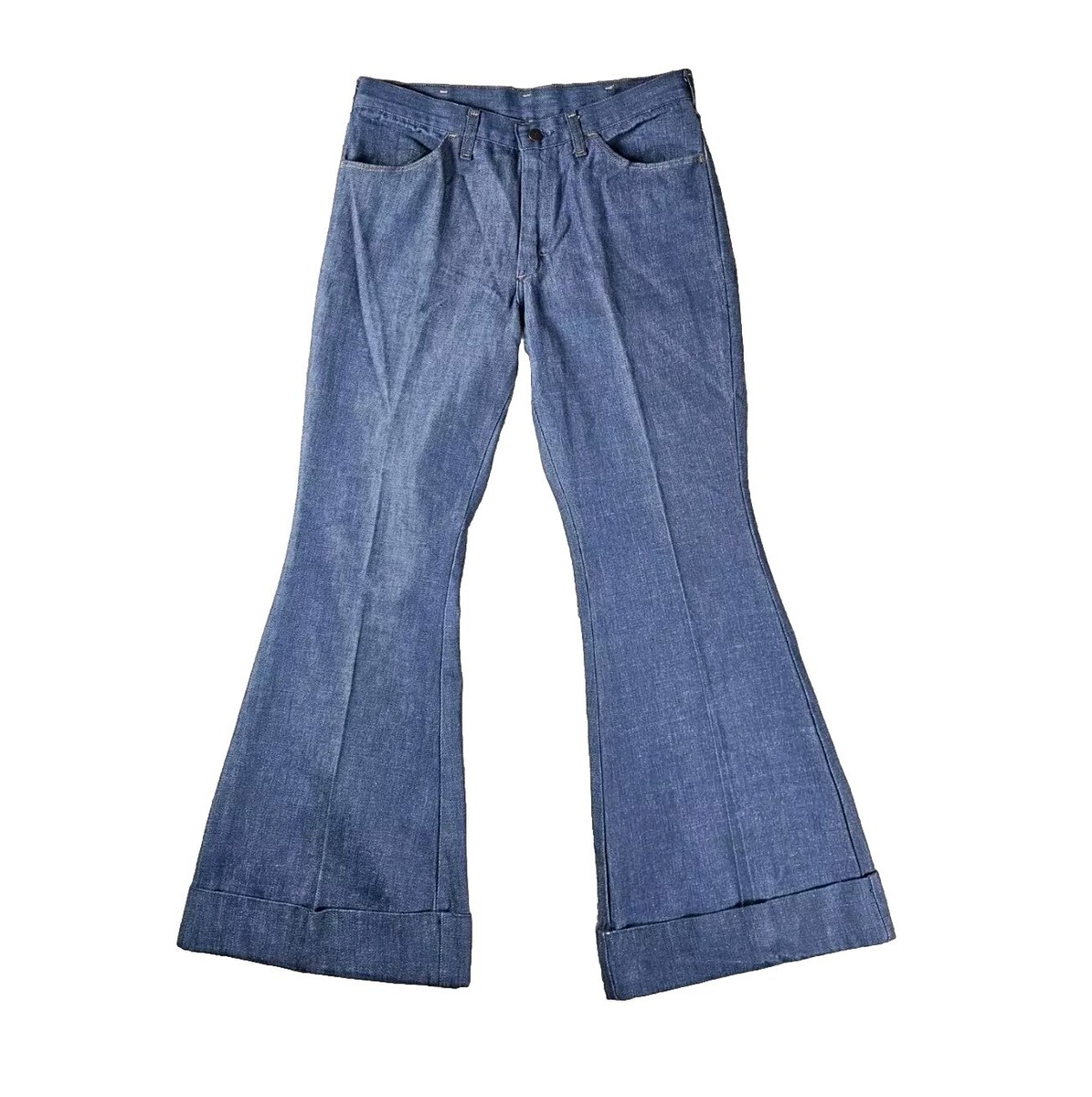 Vtg 1970's JC PENNEY RANCHCRAFT Mid Blue Flared Cuff Jeans Vtg 1970's JC PENNEY RANCHCRAFT Mid Blue Flared Cuff Jeans