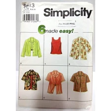 Simplicity Sewing Pattern 8013 womens Shirt Tank Jacket size 6-8-10 uncut