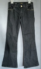 Southpole  Women's Juniors 7 Bootcut Jeans Black with Gold Accents Stitching