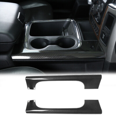 Front Cup Holder Side Panel Cover Trim Carbon Fiber for Dodge Ram 1500 2010-2017