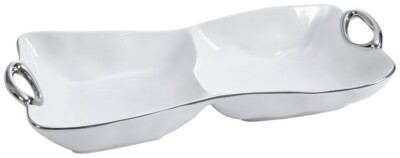 PAMPA BAY Servier-Schale, zweigeteilt HANDLE WITH STYLE, Porzellan, 31,8 x 14 cm