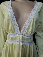 Gossard Artemis Vintage Midi Yellow Nightgown Peignoir Robe Sz L Zip Front  CB4